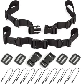 2 Pack Backpack Chest Straps,with 2 Quick Release Buckle,4 Slide Clips 10 Zipper pulls-Black US223
