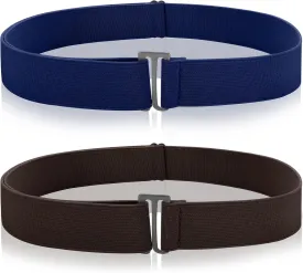 2PCS No Show Women's Stretch Belt Invisible No Show Invisible Belt Women Elastic Stretch Waist Belt With Flat Buckle