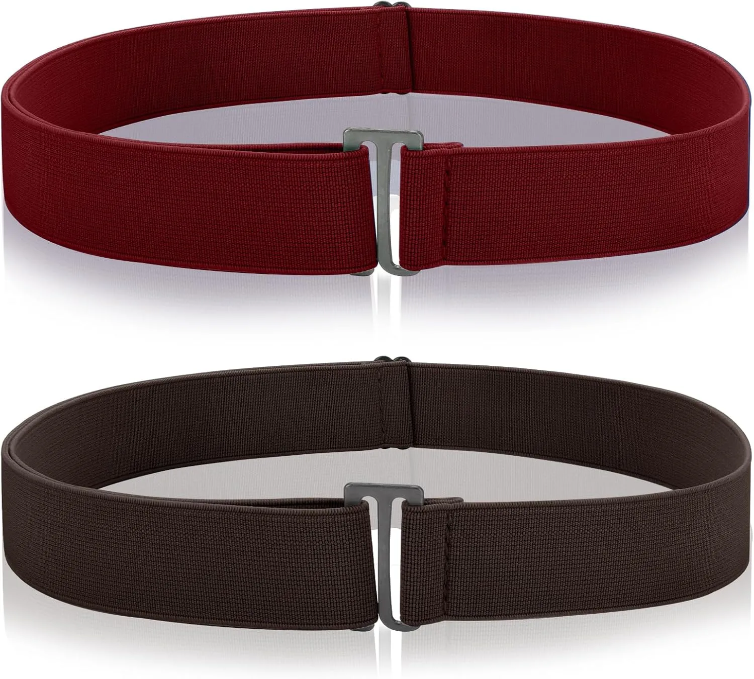 2PCS No Show Women's Stretch Belt Invisible No Show Invisible Belt Women Elastic Stretch Waist Belt With Flat Buckle
