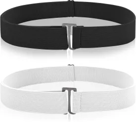 2PCS No Show Women's Stretch Belt Invisible No Show Invisible Belt Women Elastic Stretch Waist Belt With Flat Buckle