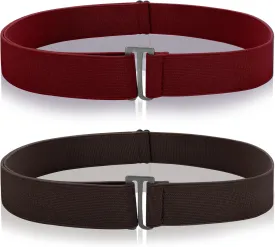 2PCS No Show Women's Stretch Belt Invisible No Show Invisible Belt Women Elastic Stretch Waist Belt With Flat Buckle