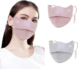 2Pcs UV Face Mask, Sun Masks for Women, Cooling Breathable Face Cover for Outdoor Sports, Washable Reusable (Pink Gray)