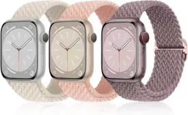 3 Pack Sporty Band Compatible with Apple Watch Bands 38mm 40mm 41mm 42mm 44mm 45mm 49mm for Women Men, Soft Braided Breathable Wristband Replacement Bands,Adjustable Replacement Band for iWatch Bands Series 9 8 7 6 5 4 3 2 1 SE Ultra