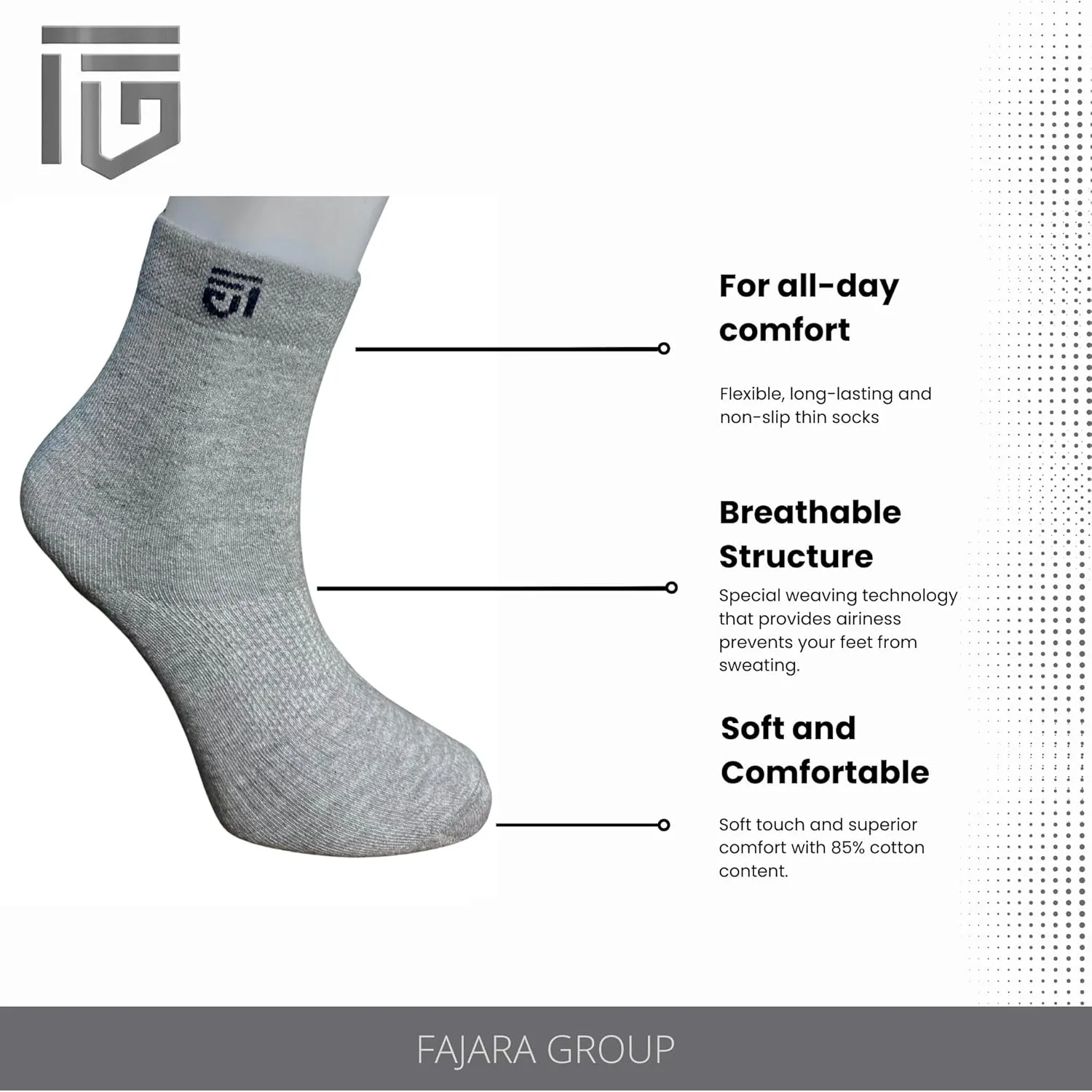 3 Pairs Breathable Cotton Ankle Socks for Men and Women  Thin, Non-Slip, Summer Comfort  Turkish Made