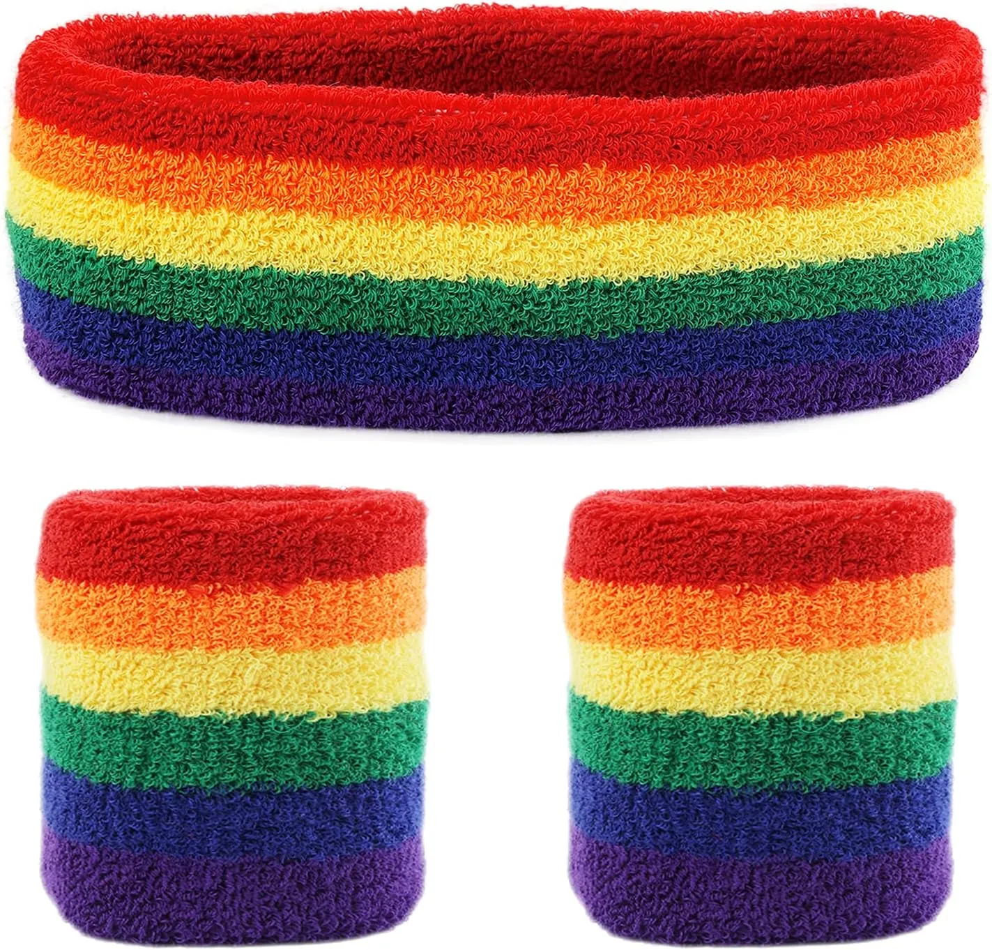 3Pieces Sweatband Set, Including 1 Sports Headband and 2 Sweat Wristbands, Moisture Wicking & Sweat Absorbing, Black, Cotton, Standard, for Men and Women