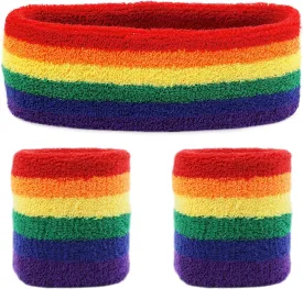 3Pieces Sweatband Set, Including 1 Sports Headband and 2 Sweat Wristbands, Moisture Wicking & Sweat Absorbing, Black, Cotton, Standard, for Men and Women