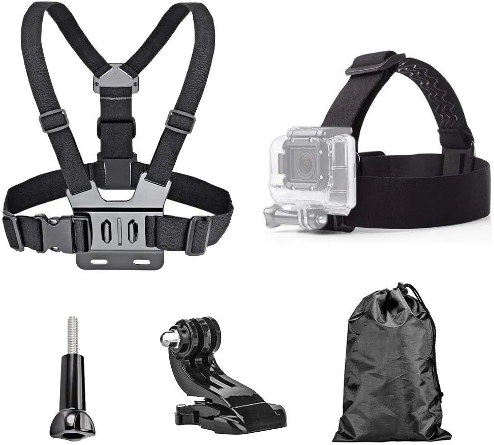 4 in 1 Chest Strap and Head Mount for Gopro Hero 12, 11, 10, AKASO EK7000, Brave 4, V50, Dragon Touch, WOLFANG Action Cameras