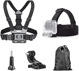 4 in 1 Chest Strap and Head Mount for Gopro Hero 12, 11, 10, AKASO EK7000, Brave 4, V50, Dragon Touch, WOLFANG Action Cameras