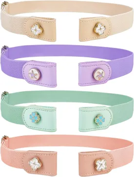 4 Pieces Buckle Free Stretch Belt Comfortable Invisible Elastic Belt Adjustable Belt