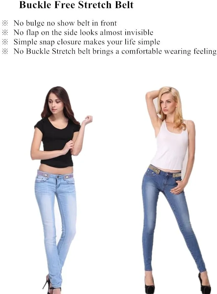 4 Pieces Buckle Free Stretch Belt Comfortable Invisible Elastic Belt Adjustable Belt