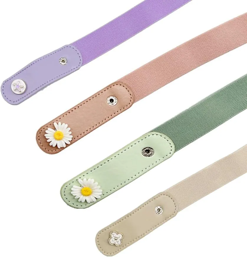 4 Pieces Buckle Free Stretch Belt Comfortable Invisible Elastic Belt Adjustable Belt