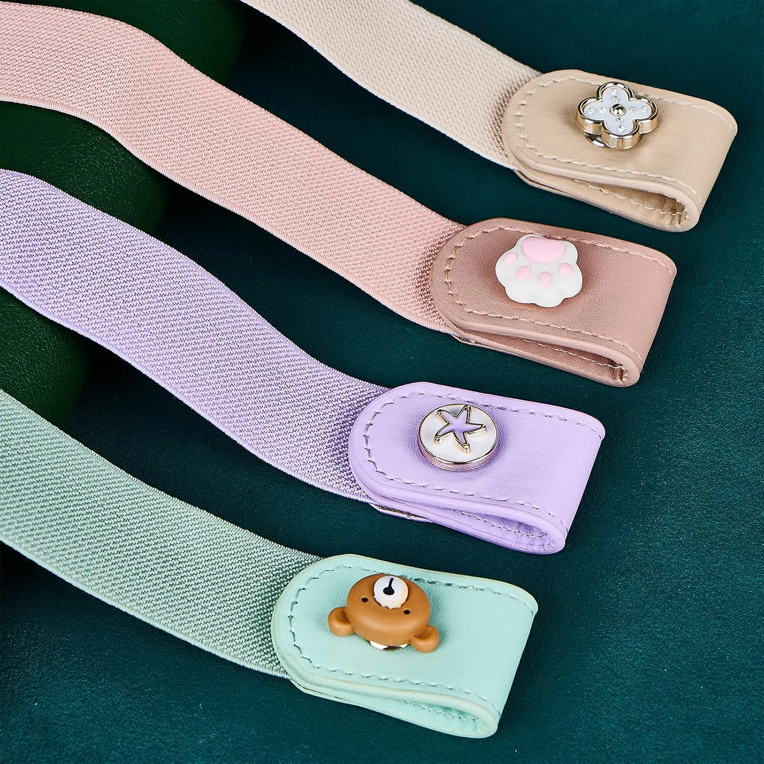 4 Pieces Buckle Free Stretch Belt Comfortable Invisible Elastic Belt Adjustable Belt