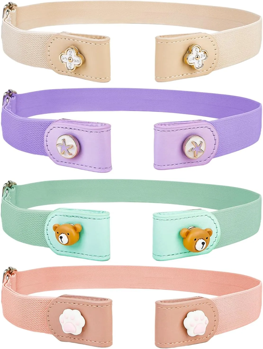 4 Pieces Buckle Free Stretch Belt Comfortable Invisible Elastic Belt Adjustable Belt