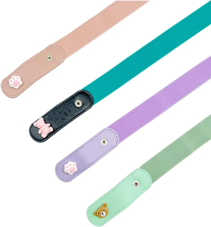 4 Pieces Buckle Free Stretch Belt Comfortable Invisible Elastic Belt Adjustable Belt
