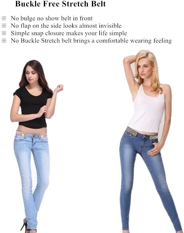 4 Pieces Buckle Free Stretch Belt Comfortable Invisible Elastic Belt Adjustable Belt