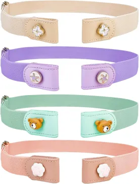 4 Pieces Buckle Free Stretch Belt Comfortable Invisible Elastic Belt Adjustable Belt