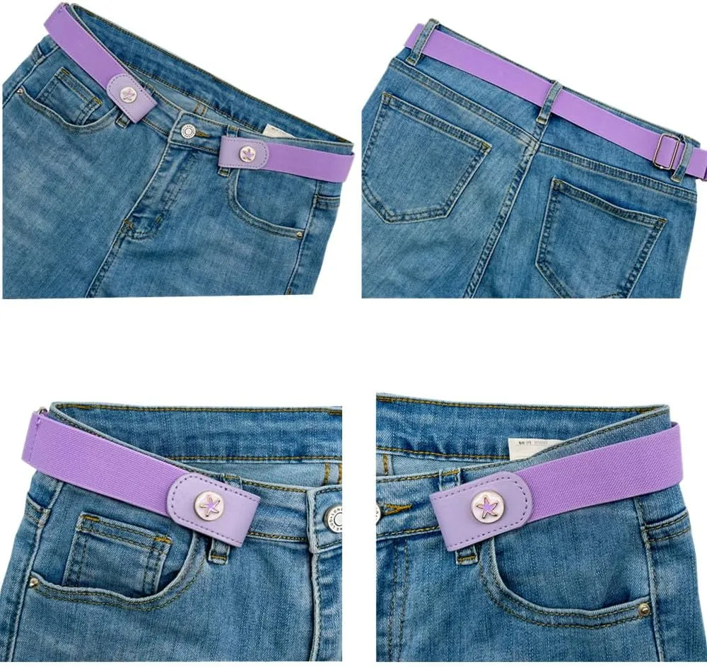 4 Pieces Buckle Free Stretch Belt Comfortable Invisible Elastic Belt Adjustable Belt