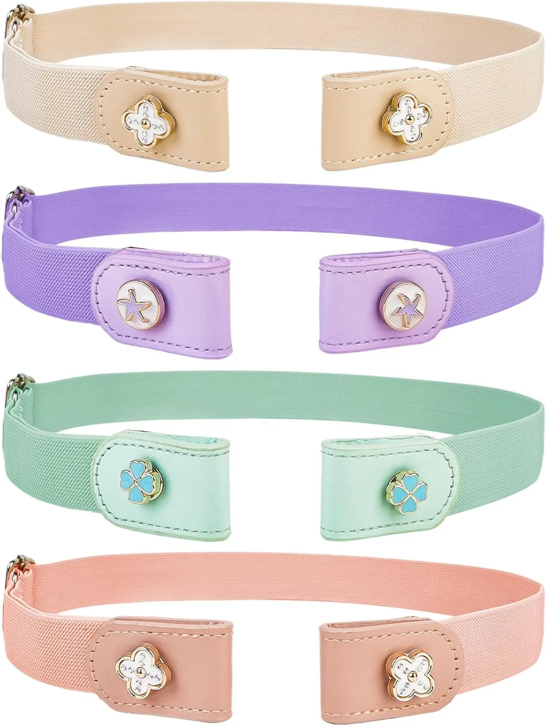 4 Pieces Buckle Free Stretch Belt Comfortable Invisible Elastic Belt Adjustable Belt