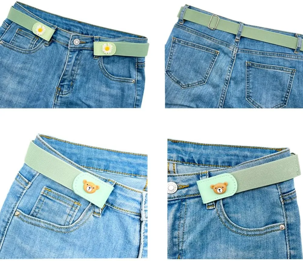 4 Pieces Buckle Free Stretch Belt Comfortable Invisible Elastic Belt Adjustable Belt