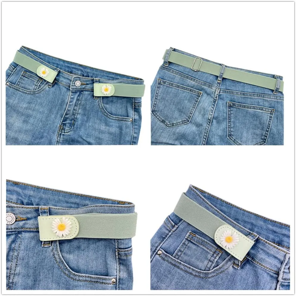4 Pieces Buckle Free Stretch Belt Comfortable Invisible Elastic Belt Adjustable Belt