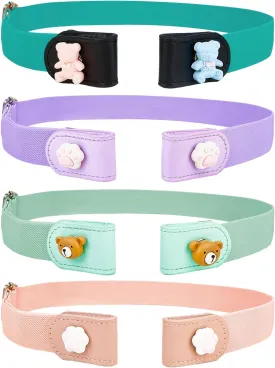 4 Pieces Buckle Free Stretch Belt Comfortable Invisible Elastic Belt Adjustable Belt