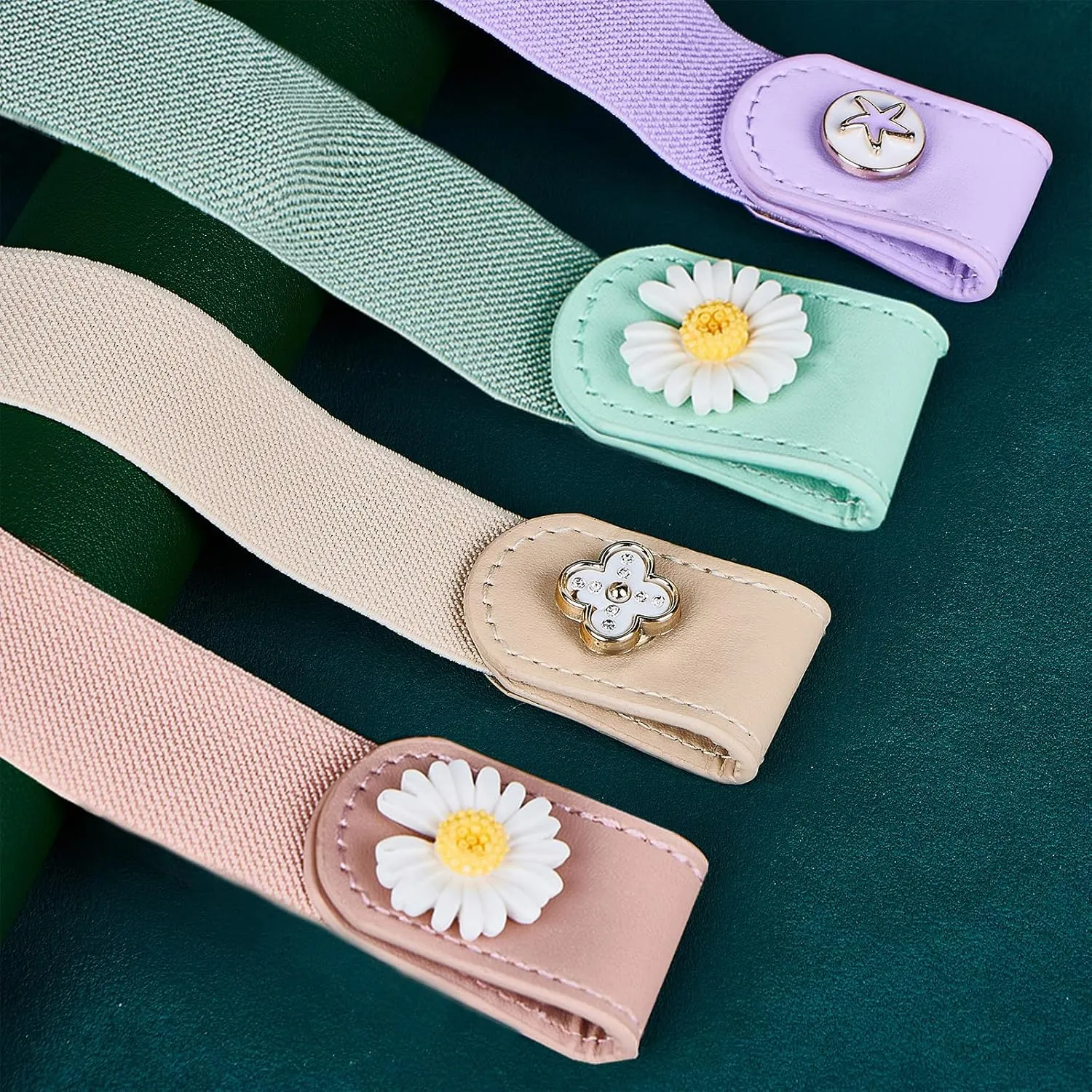4 Pieces Buckle Free Stretch Belt Comfortable Invisible Elastic Belt Adjustable Belt
