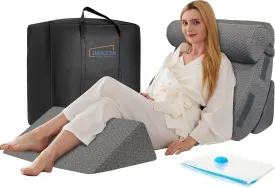 4PCS Wedge Pillow Set for After Surgery, Orthopedic Bed Wedge Pillow for Back Pain Relief, Sitting up in Bed,Recovery, Acid Reflux, Snoring, Body Pillow for Sleeping,Leg,Shoulder Support, Dark Grey