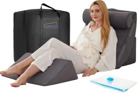 4PCS Wedge Pillow Set for After Surgery, Orthopedic Bed Wedge Pillow for Back Pain Relief, Sitting up in Bed,Recovery, Acid Reflux, Snoring, Body Pillow for Sleeping,Leg,Shoulder Support, Velvet Grey