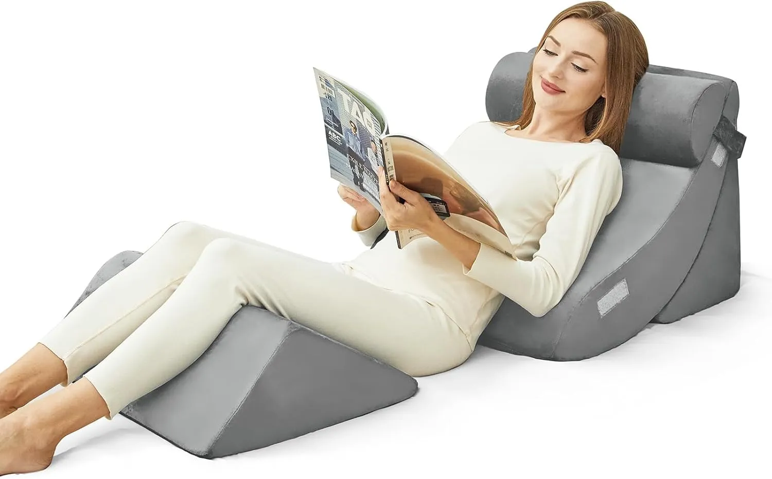 4pcs Wedge Pillow Set for After SurgeryElevated Pillows for Sleeping Foam Wedge for Back Pain Relief and Leg PainPillow Wedge for Acid Reflux Relief and Anti-snoring
