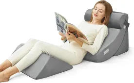 4pcs Wedge Pillow Set for After SurgeryElevated Pillows for Sleeping Foam Wedge for Back Pain Relief and Leg PainPillow Wedge for Acid Reflux Relief and Anti-snoring
