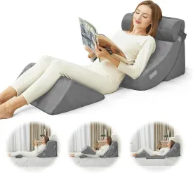 4pcs Wedge Pillow Set for After Surgery,Wedge Pillow headboard for Relief of Body Back and Leg Pain,gerd Pillows for Acid Reflux Side Sleeper and Anti-snoring.