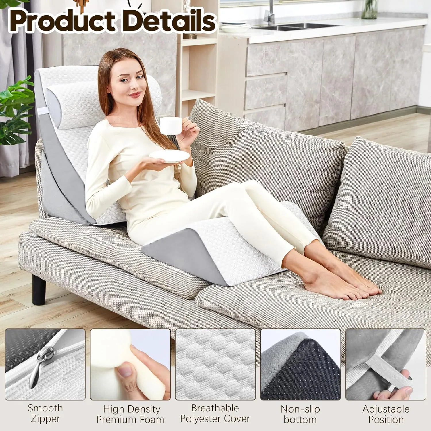 4pcs Wedge Pillow Set,Wedge Pillows for Back Pain Relief and Leg Pain,Wedge Pillow for Acid Reflux Relief and Anti-snoring.