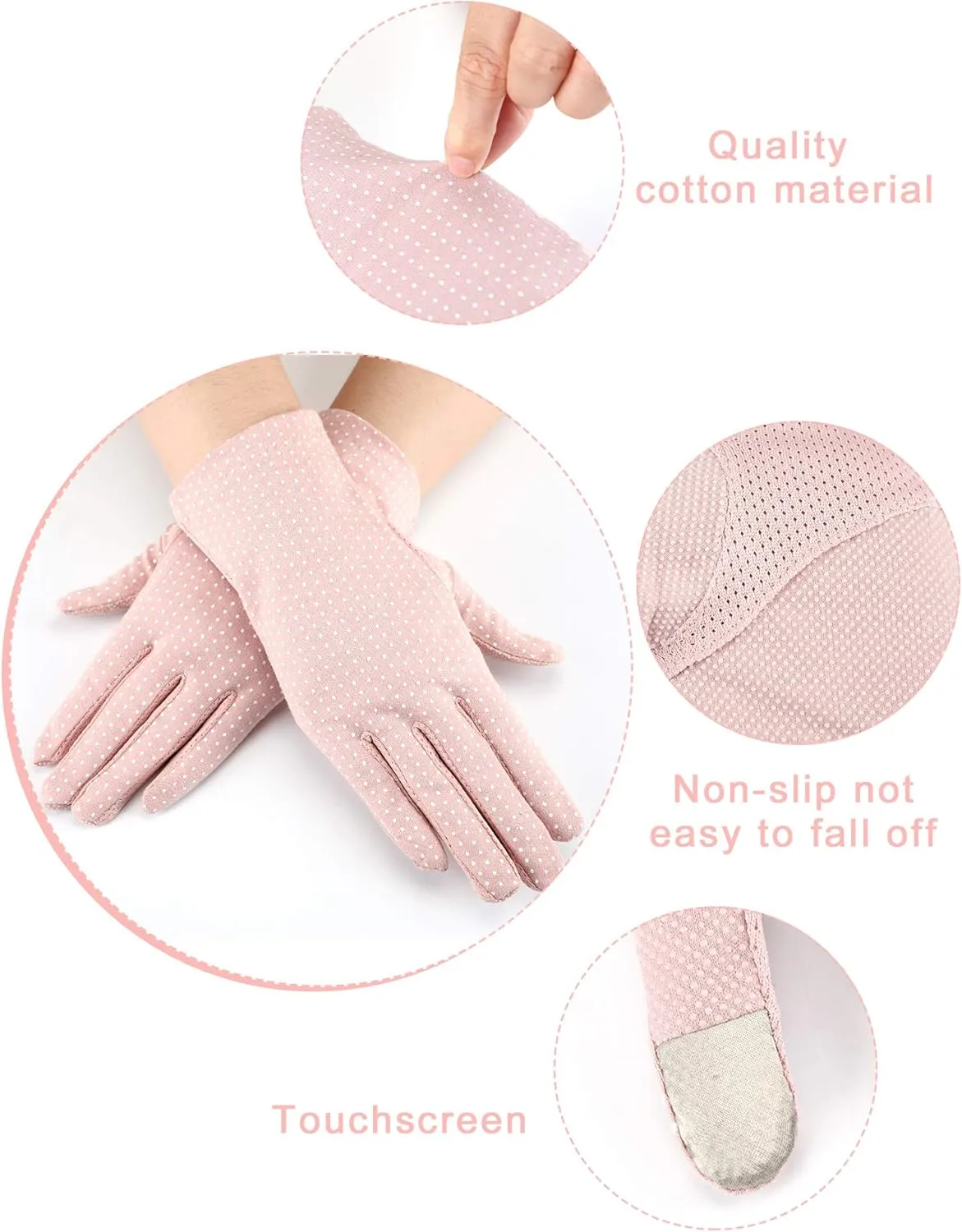 6 Pairs Women Summer UV Protection Gloves Touchscreen Driving Gloves Non-Slip Sun Protective Gloves