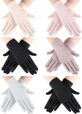 6 Pairs Women Summer UV Protection Gloves Touchscreen Driving Gloves Non-Slip Sun Protective Gloves