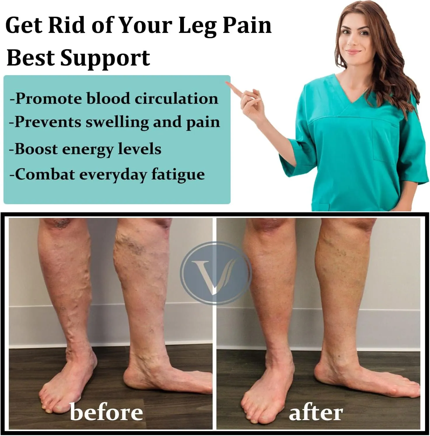 ACTINPUT 8 Pairs Compression Socks for Women & Men,Support Compression Stockings for Medical Running Athletic