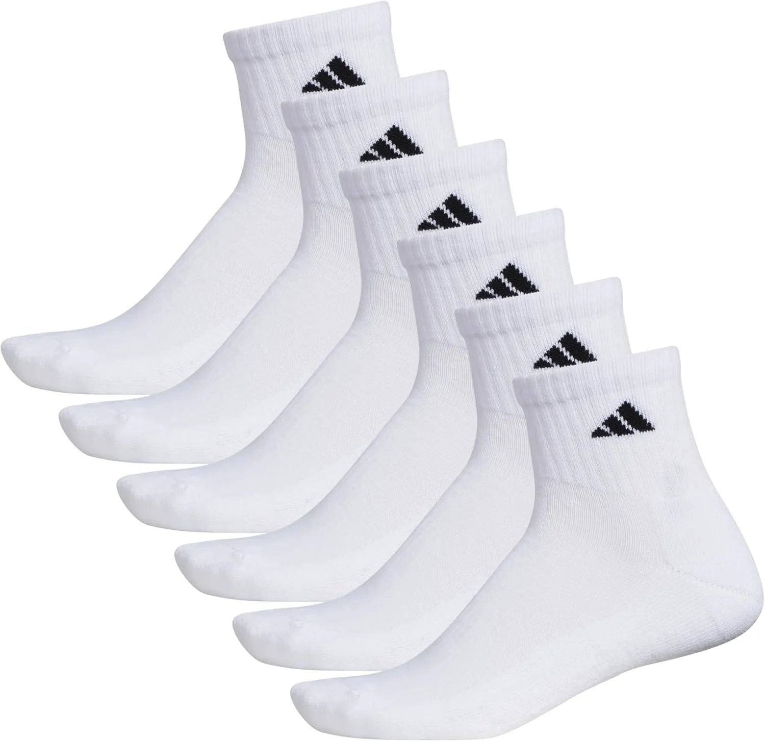 adidas Men's Socks, Athletic Cushioned Quarter 6-Pack, Ankle Fit with Arch Support