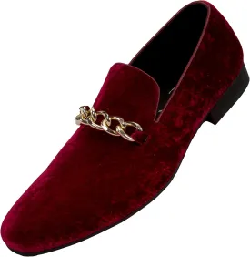 Amali Fay Velvet Mens Slip-On Shoes with Gold Chain Ornament Dress Shoes for Men Velvet Formal Loafers for Men The Original Smoking Men Tuxedo Dress Shoes