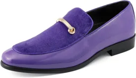 Amali Fay Velvet Mens Slip-On Shoes with Gold Chain Ornament Dress Shoes for Men Velvet Formal Loafers for Men The Original Smoking Men Tuxedo Dress Shoes