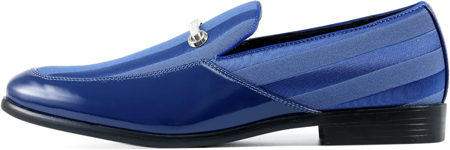 Amali Fay Velvet Mens Slip-On Shoes with Gold Chain Ornament Dress Shoes for Men Velvet Formal Loafers for Men The Original Smoking Men Tuxedo Dress Shoes
