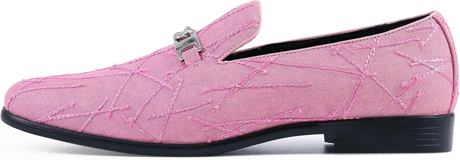 Amali Fay Velvet Mens Slip-On Shoes with Gold Chain Ornament Dress Shoes for Men Velvet Formal Loafers for Men The Original Smoking Men Tuxedo Dress Shoes