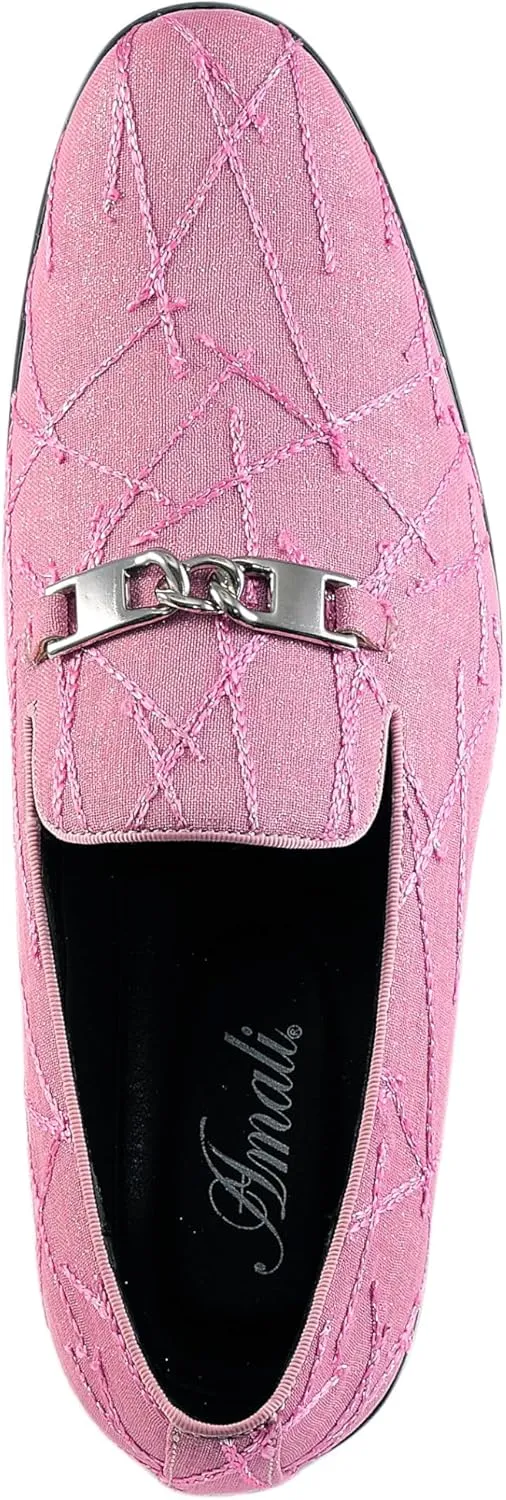 Amali Fay Velvet Mens Slip-On Shoes with Gold Chain Ornament Dress Shoes for Men Velvet Formal Loafers for Men The Original Smoking Men Tuxedo Dress Shoes