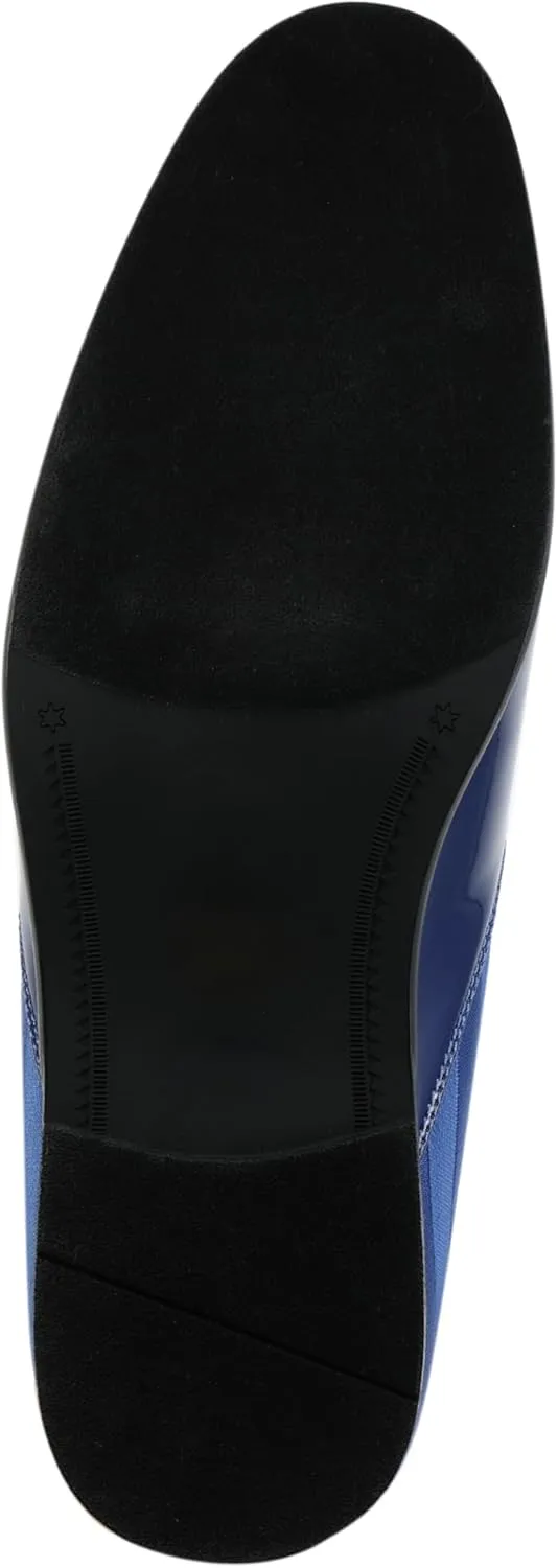 Amali Fay Velvet Mens Slip-On Shoes with Gold Chain Ornament Dress Shoes for Men Velvet Formal Loafers for Men The Original Smoking Men Tuxedo Dress Shoes