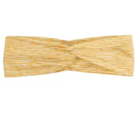 Ambesonne Abstract Headband for Women, Hand-drawn Style Wavelike Lines in Horizontal Alignment Minimalist Art, Elastic Comfy Hair Accessory Knotted Head Wrap Everyday Use, XS-S, Mustard and White
