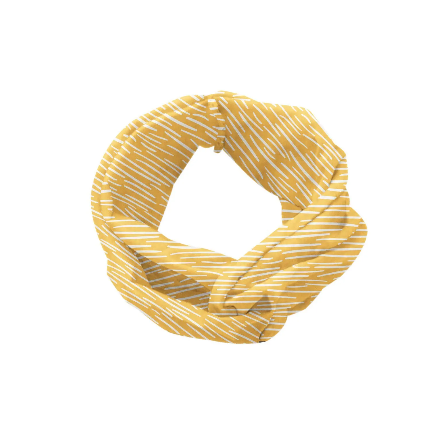 Ambesonne Abstract Headband for Women, Hand-drawn Style Wavelike Lines in Horizontal Alignment Minimalist Art, Elastic Comfy Hair Accessory Knotted Head Wrap Everyday Use, XS-S, Mustard and White
