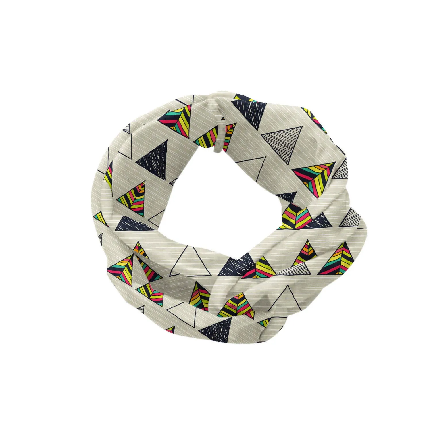 Ambesonne Geometric Headband for Women, Abstract Hand Drawn Triangles with Minimalist Modern Native Boho Style Illustration, Elastic Comfy Hair Accessory Knotted Head Wrap Everyday Use, XS-S, Taupe