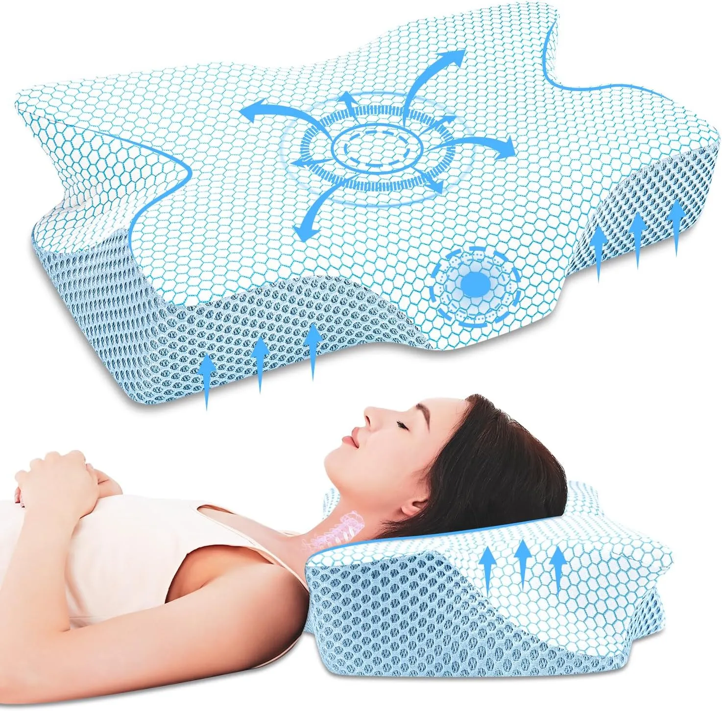 Anvo Cervical Pillow for Neck Pain Relief, Memory Foam Pillows for Neck and Shoulder Pain, Orthopedic Ergonomic Design for Sleeping