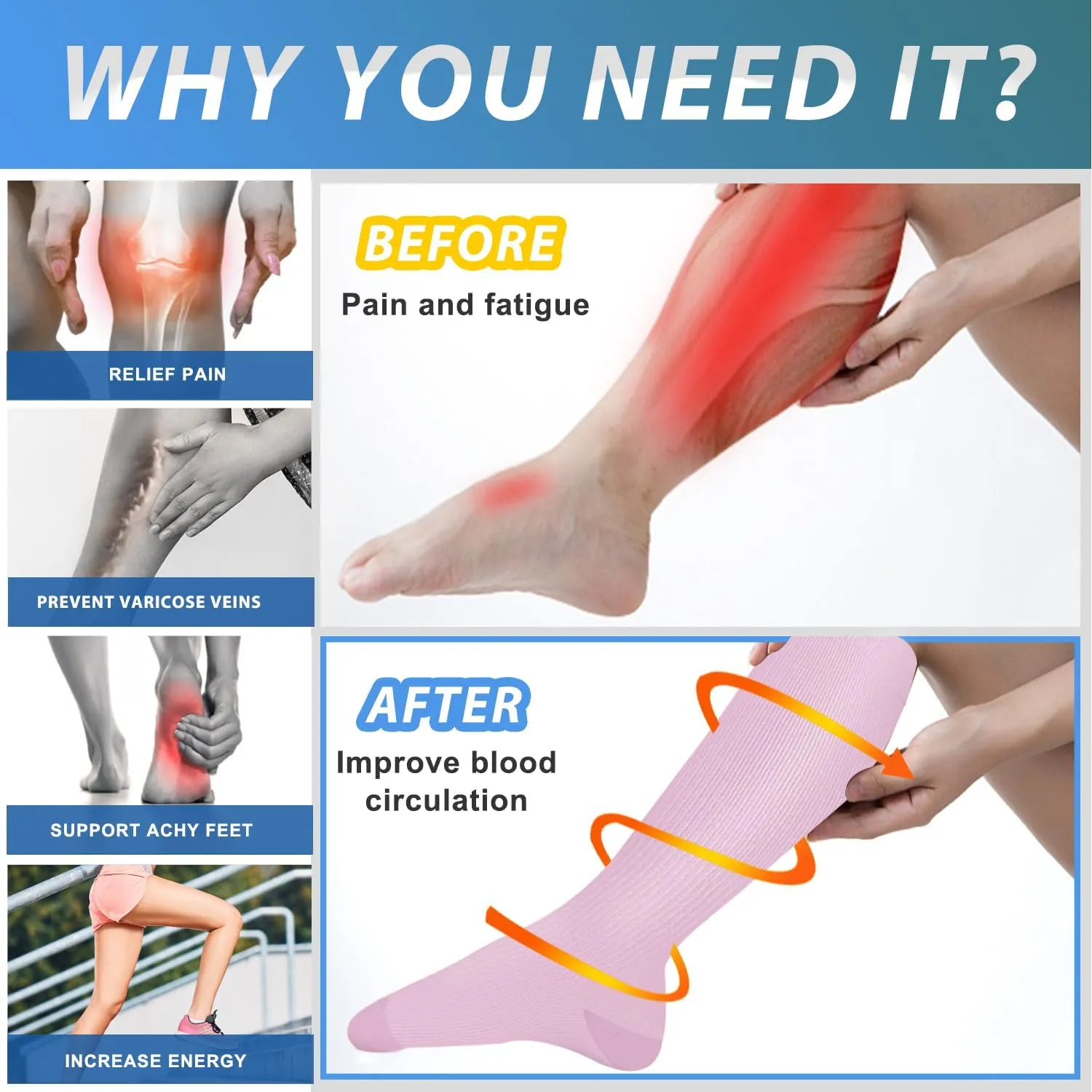 Aoliks Medical Compression Socks for Women & Men, Support Knee High Socks for Running,Nurses,Travel