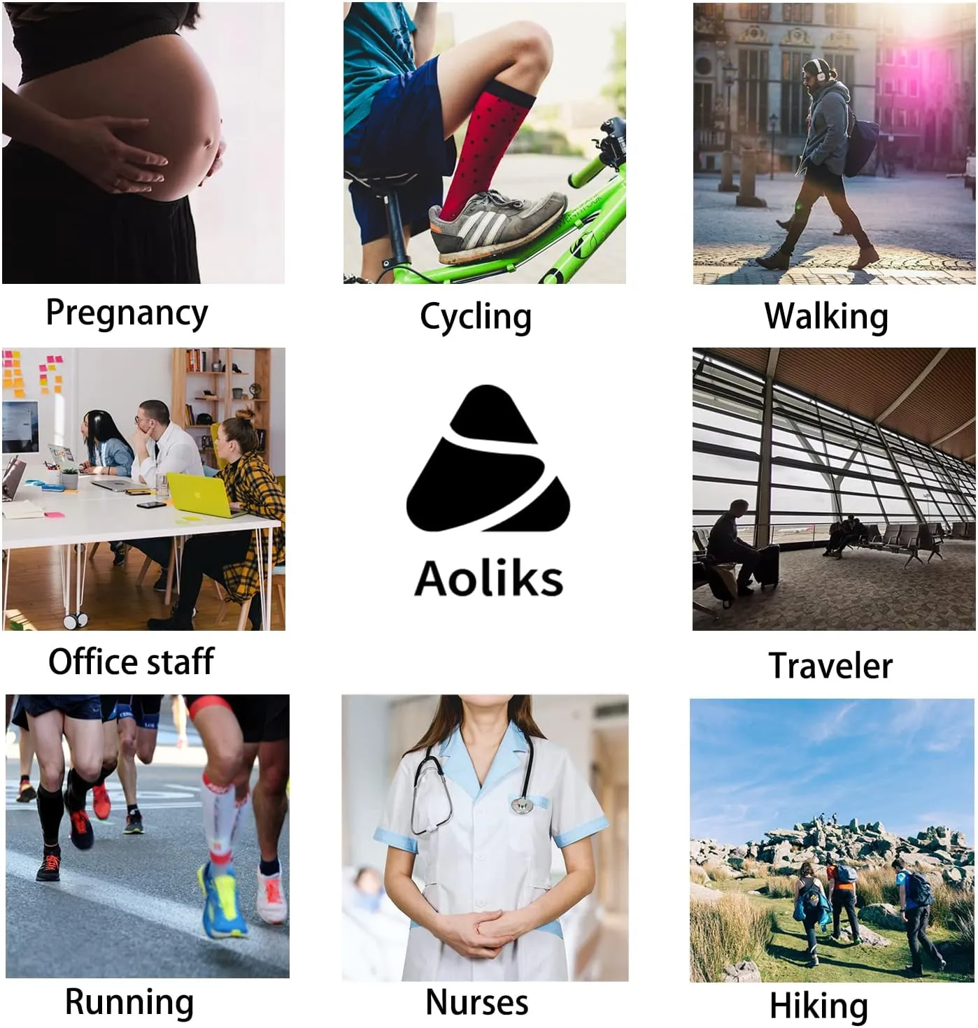 Aoliks Medical Compression Socks for Women & Men, Support Knee High Socks for Running,Nurses,Travel