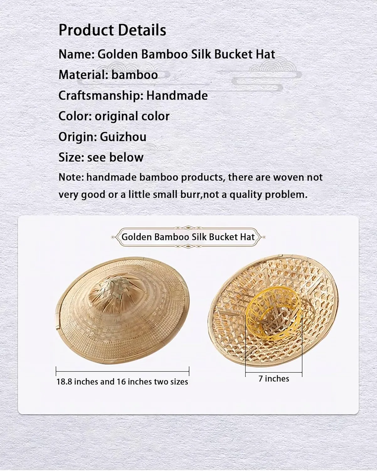 Bamboo Sun Hat Handmade Straw Hat Samurai hat Cosplay