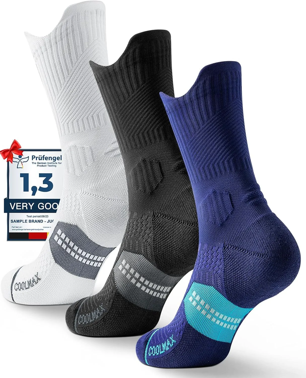 Bamboo Viscose Coolmax Crew Compression Running Socks Athletic Hiking Basketball Workout Moisture Wicking AntiBlister